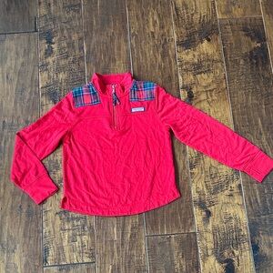 Vineyard Vines Girls Red Shep Shirt with Tartan Plaid Details